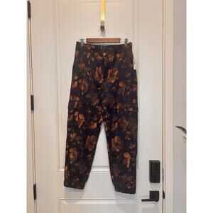Anthropologie Black and Brown Floral Wide Leg Pants